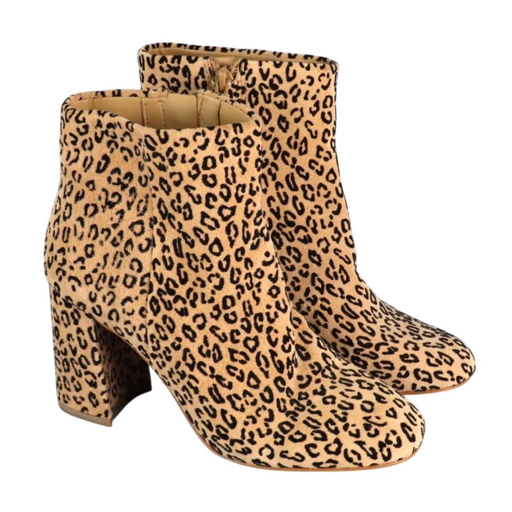 GB GIANNI BINI Helton Leopard Print Suede ANKLE BOOTS BOOTIES High Heels 6.5 M